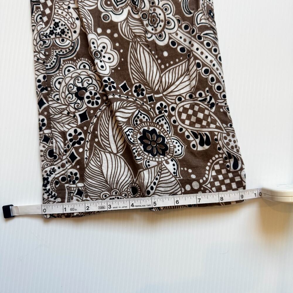 Talbots Paisley Cotton Flare Pants Women's 2 Petite 2P Brown Boho Retro Earthy - Picture 6 of 10
